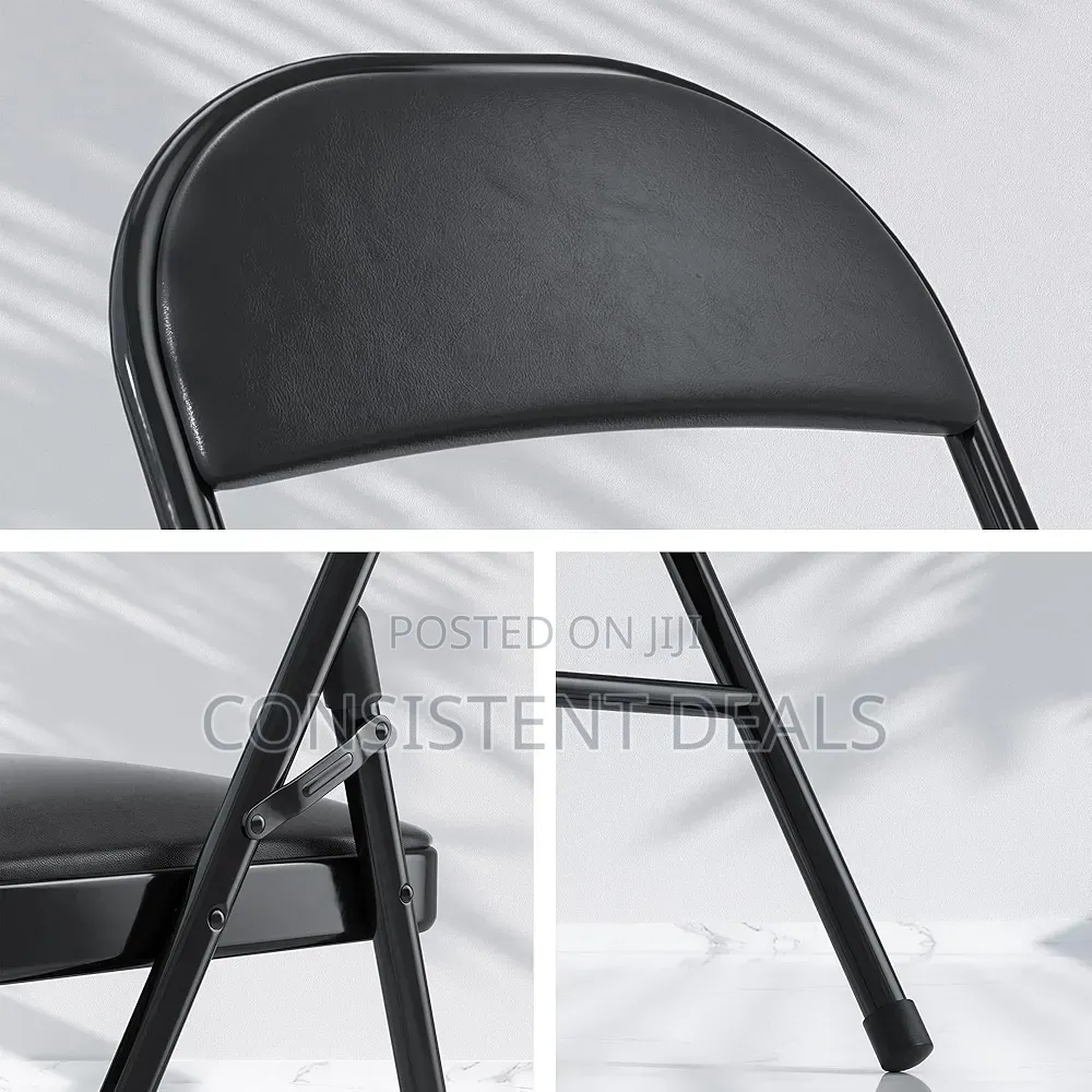 Portable Foldable Chair With Soft Pu Leather Seat