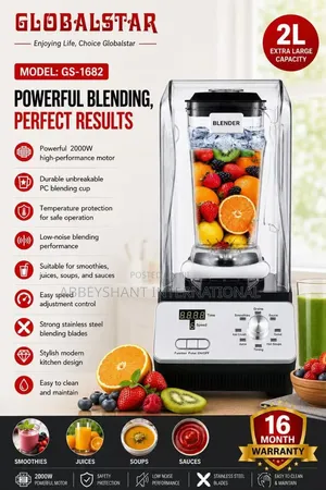 Globalstar Blender 2-Liter Capacity Sound-Dampening Enclosure Blender