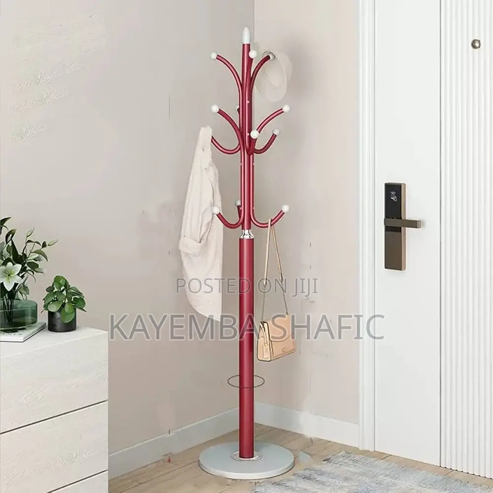 Modern 12-Hook Metal Standing Coat and Hat Rack