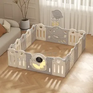 Lullispace Baby Playpen With Interlocking Panels and Basketball Hoop