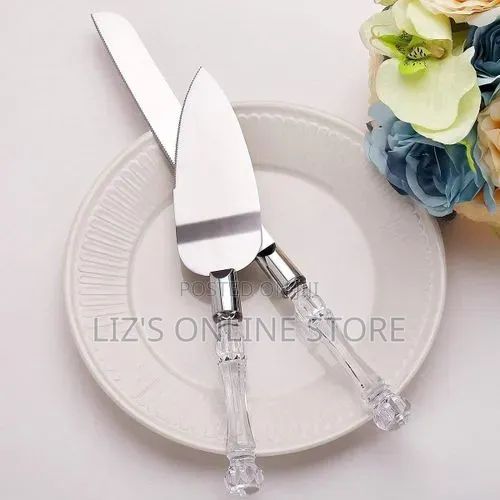 Stainless Steel Cake Knife and Server Set With Acrylic Handle(Set of 2