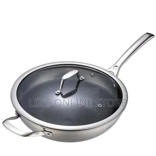 Non Stick 24cm Frying Pan With Lid- Silver ,Black