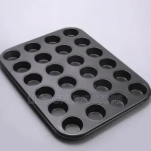 24 Cup Mini Muffin Cake Non-Stick Tray - Black
