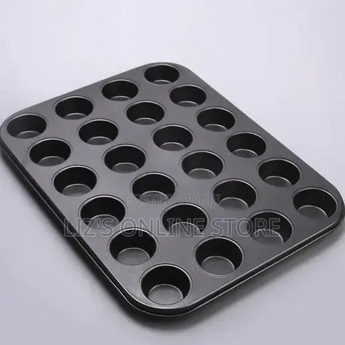 24 Cup Mini Muffin Cake Non-Stick Tray - Black