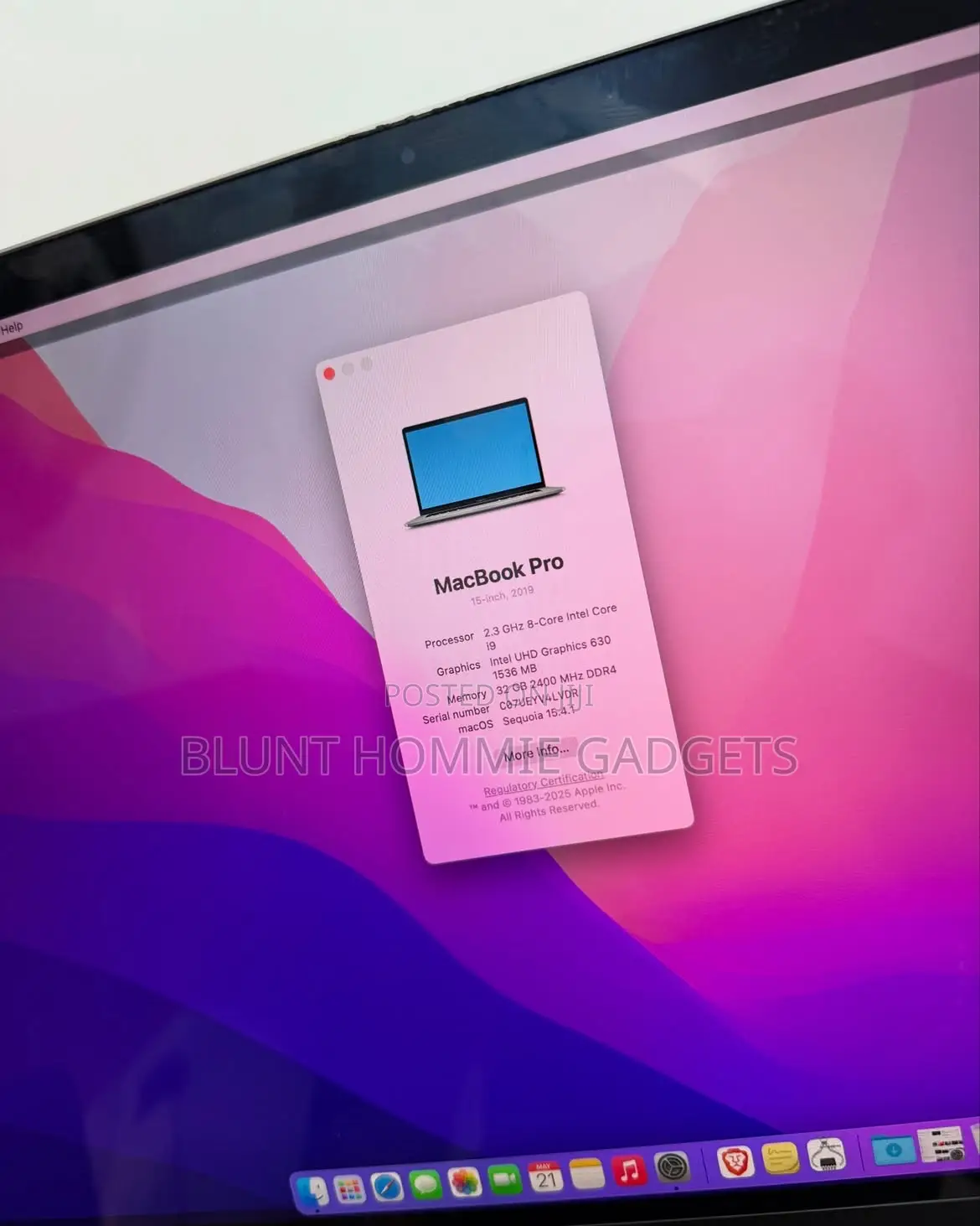 Laptop Apple MacBook Pro 2019 32GB Intel Core i9 SSD 256GB