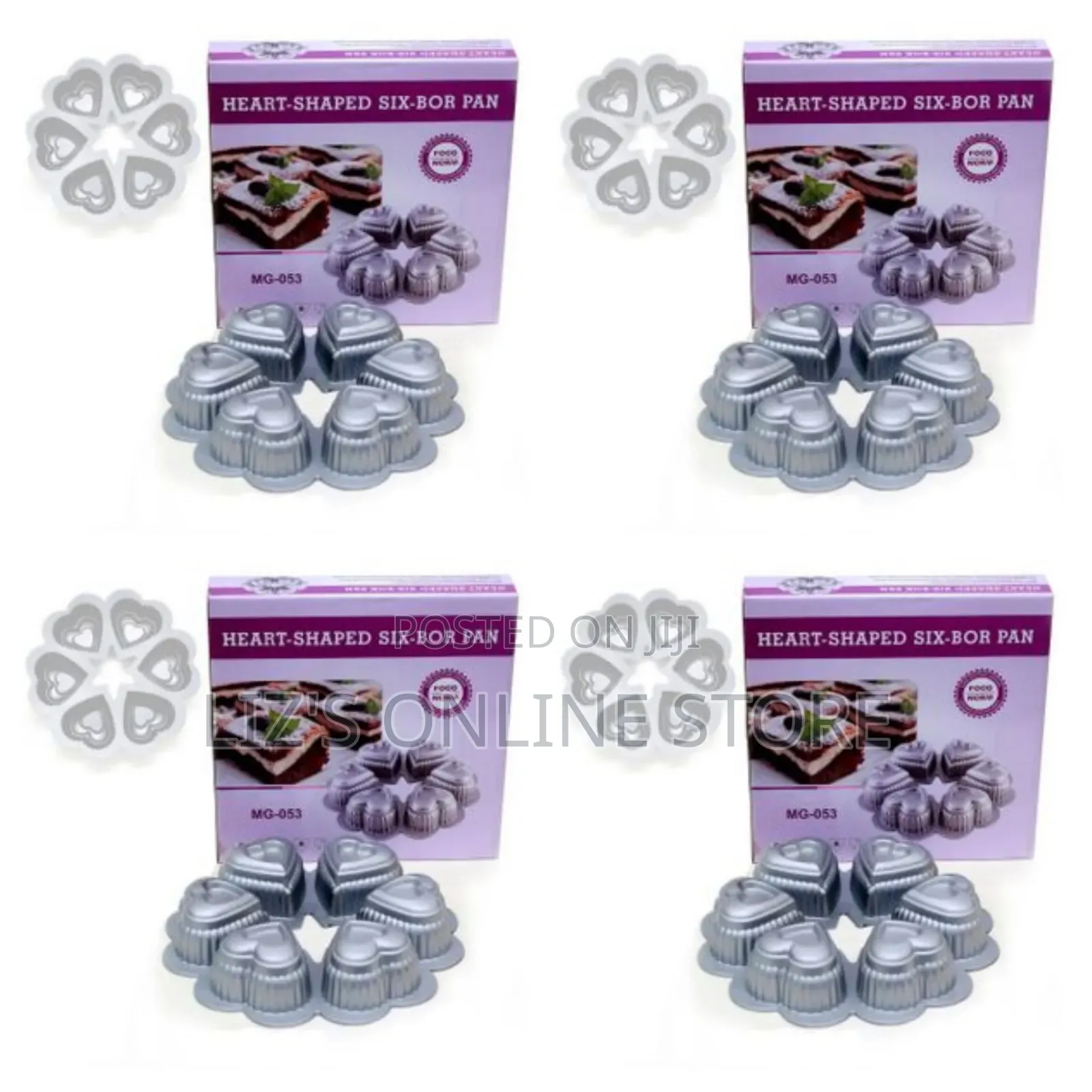 6 Grid Novelty Heart Nonstick Cake Pan