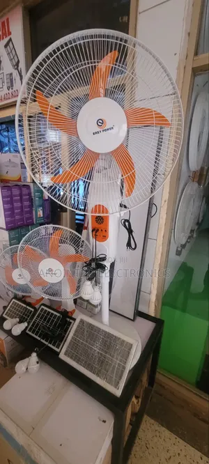 Rechargeable Standing Fan With a Solar Panel and 2 Bulbs