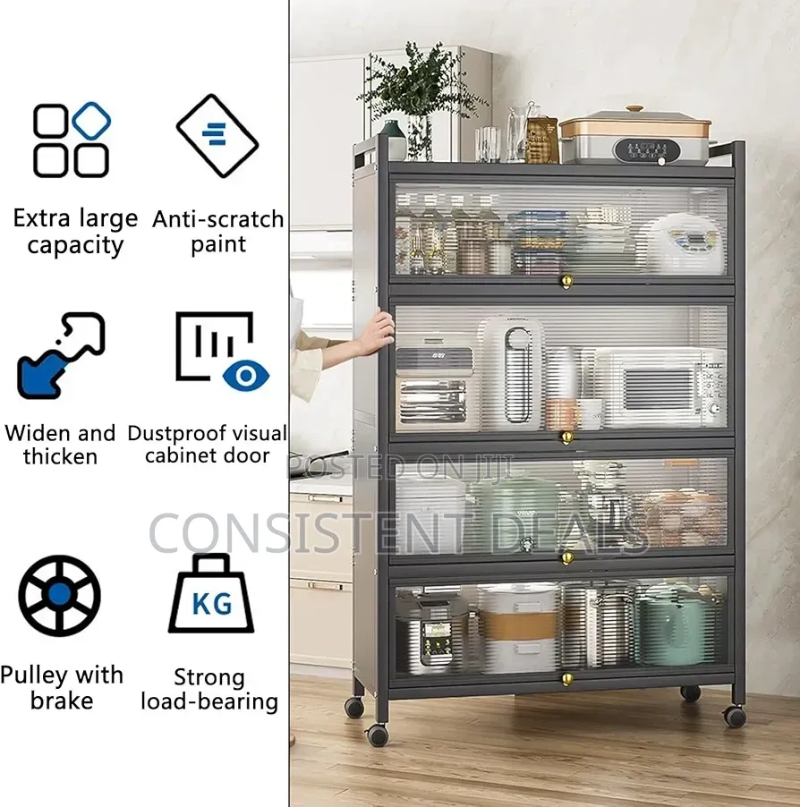 5-Tier Rolling Kitchen Rack Microwave Stand