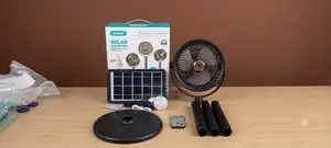 Aerbes Ab-Fs42 Solar Floor Fan Adjustable With Led Bulb Power Bank