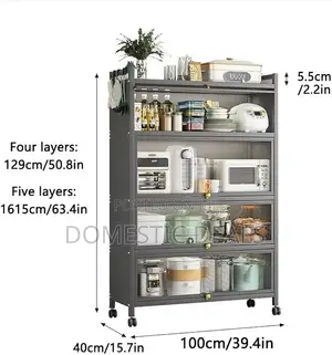 5-Tier Rolling Kitchen Rack Microwave Stand