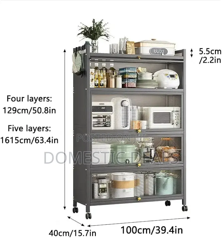 5-Tier Rolling Kitchen Rack Microwave Stand
