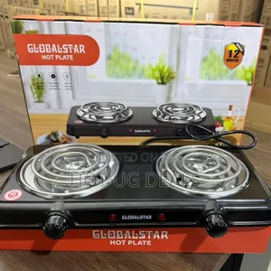 Double Coil Electric Burner Hot Plate - Black
