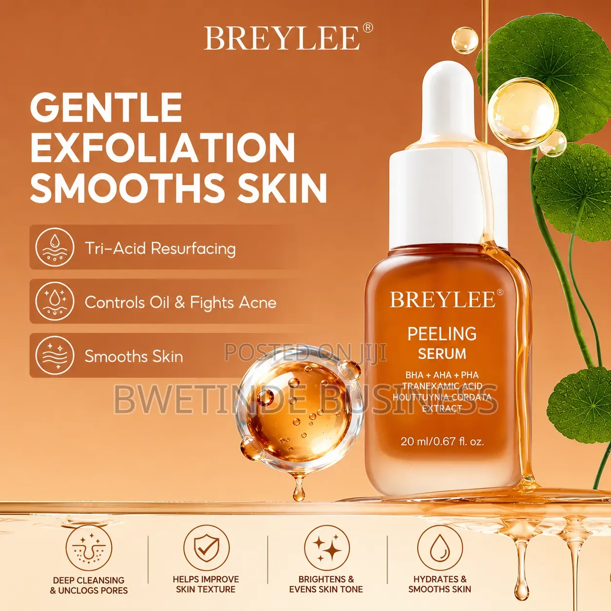 Breylee Peeling Serum Bha Aha Pha 20ml Face Exfoliating Serum