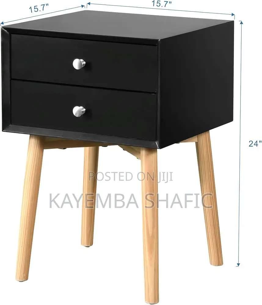 Modern 2-Drawer Bedside Nightstand Table