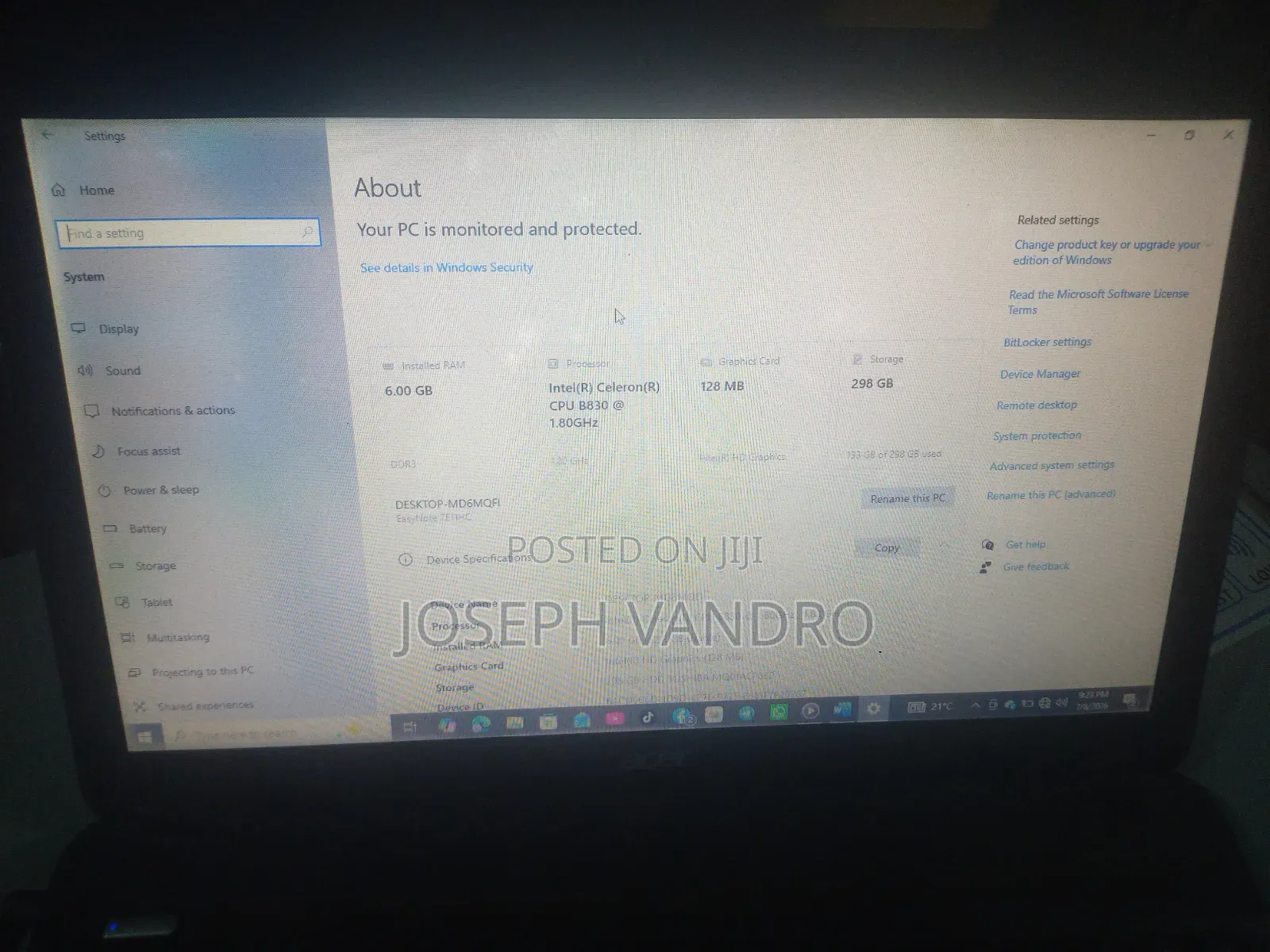 Laptop Acer AcerNote 6GB Intel Core 7 HDD 256GB