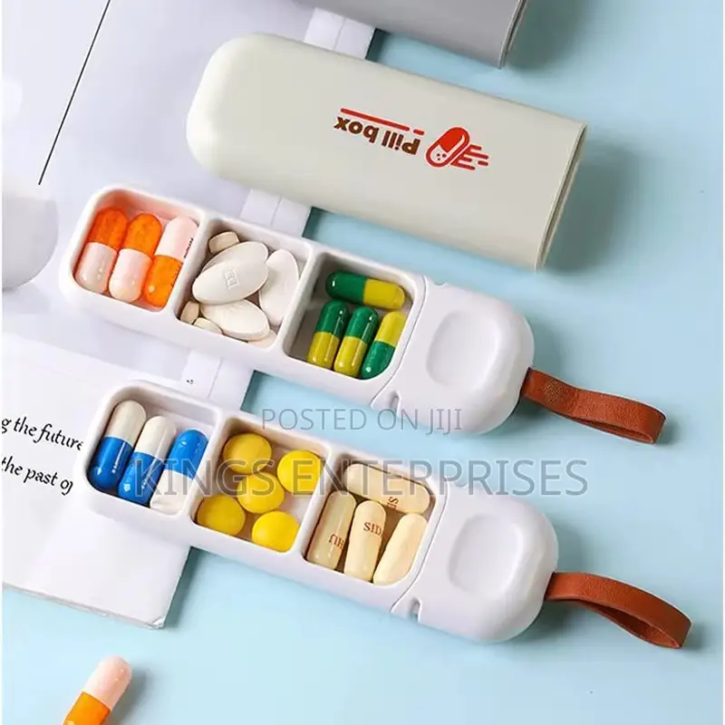 Portable 3-Compartment Pill Box