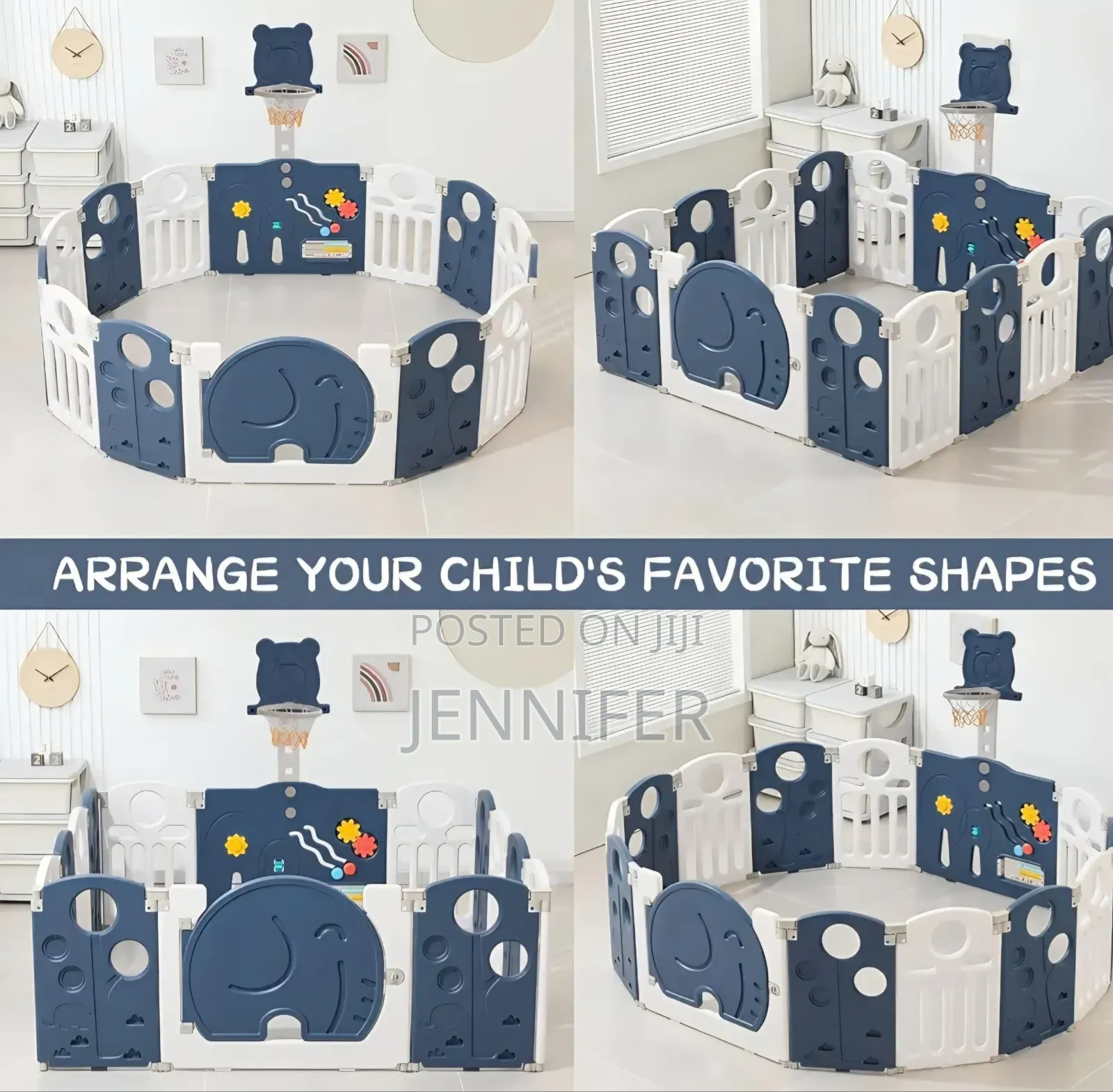 Kids Foldable Activity Centre Playpen With Basketball Hoop