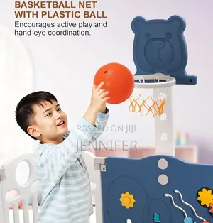 Kids Foldable Activity Centre Playpen With Basketball Hoop