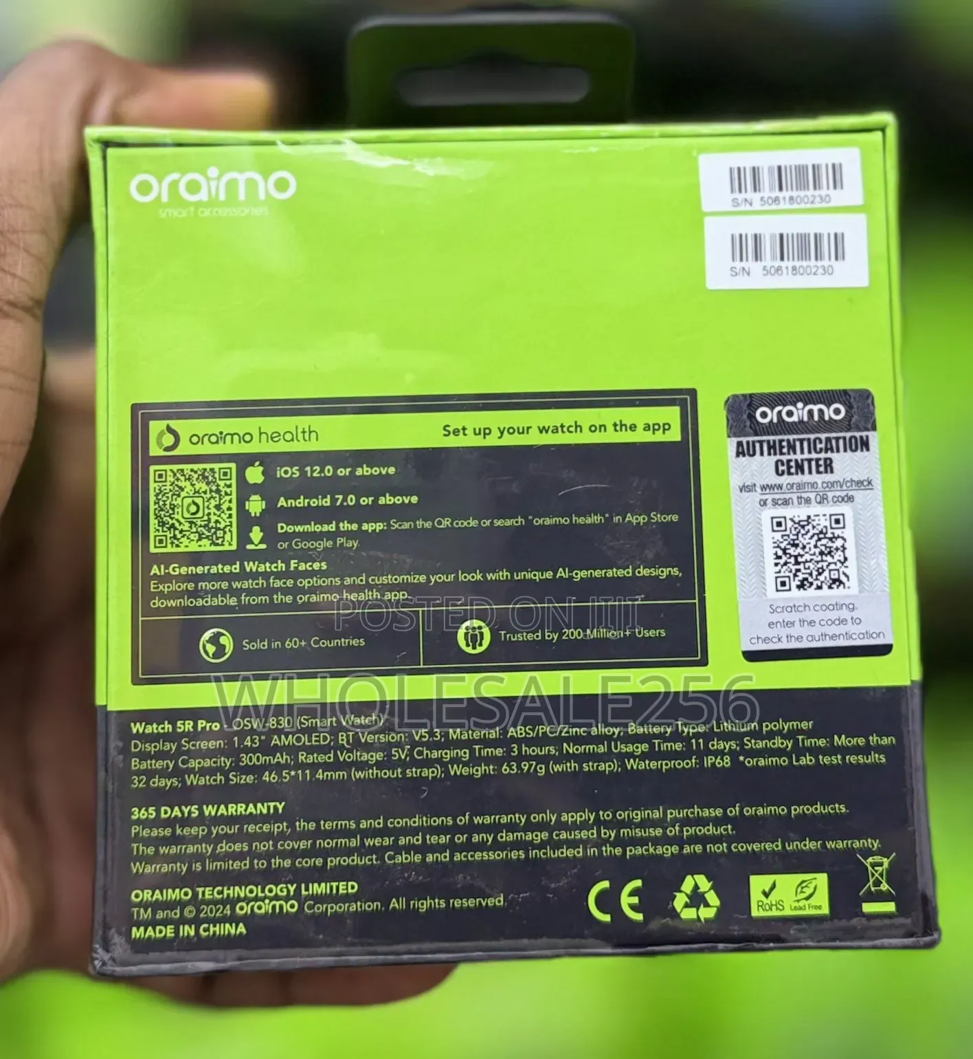 Brand New Oraimo Watch 5r Pro Amoled Screen Wirelesscalling Smartwatch