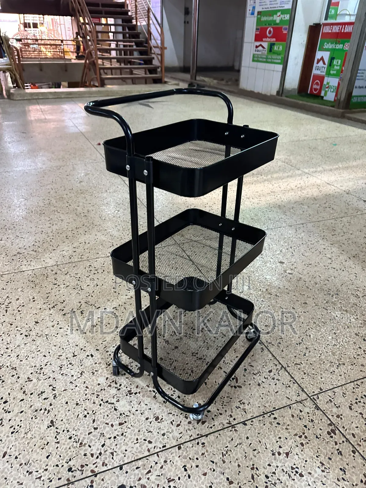 3 Layer Metallic Trolley