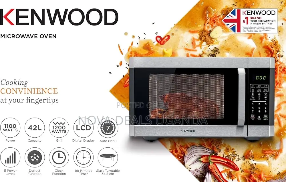 Kenwood 42l Microwave Oven With Grill, Digital Display 1100w-Black