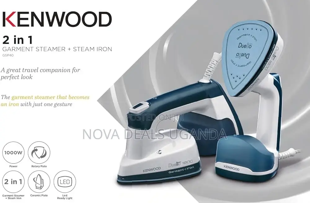 Kenwood 2-in-1 Garment Steamer + Steam Iron 1000w With Rotary Plate