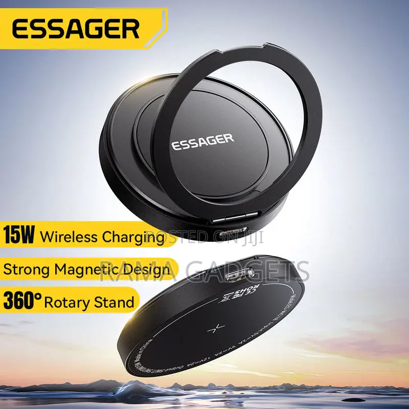 Essager 15w Magnetic Wireless Charger Featuring a 360° Rotating Stand