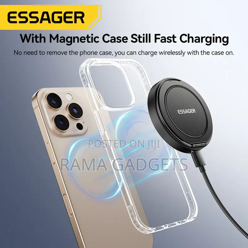 Essager 15w Magnetic Wireless Charger Featuring a 360° Rotating Stand