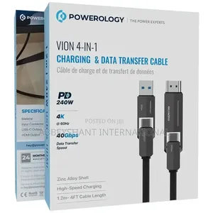Powerology Vion 4-in-1 Cable Supports 240w Fast Charging