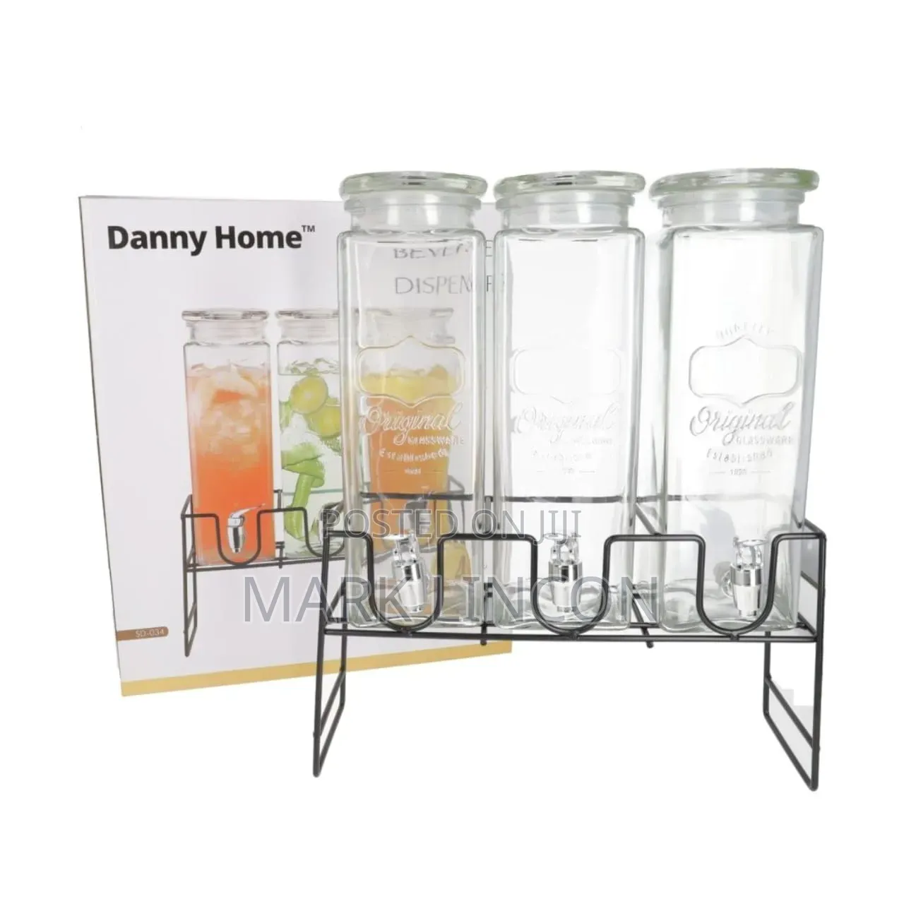 Elegant Triple Glass Beverage Dispenser Set With Metal Stand