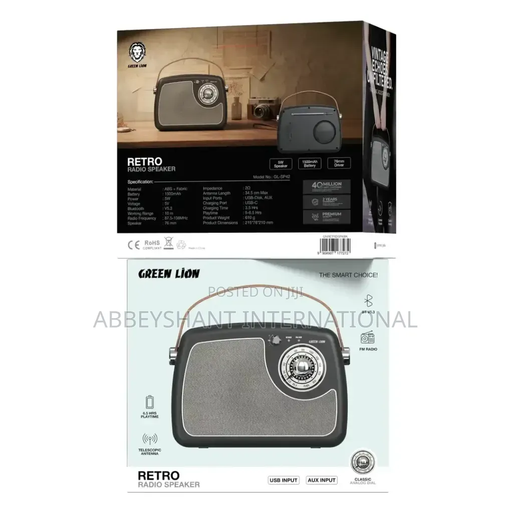 Green Lion Retro Radio Speaker Classic Analog Dial Speaker