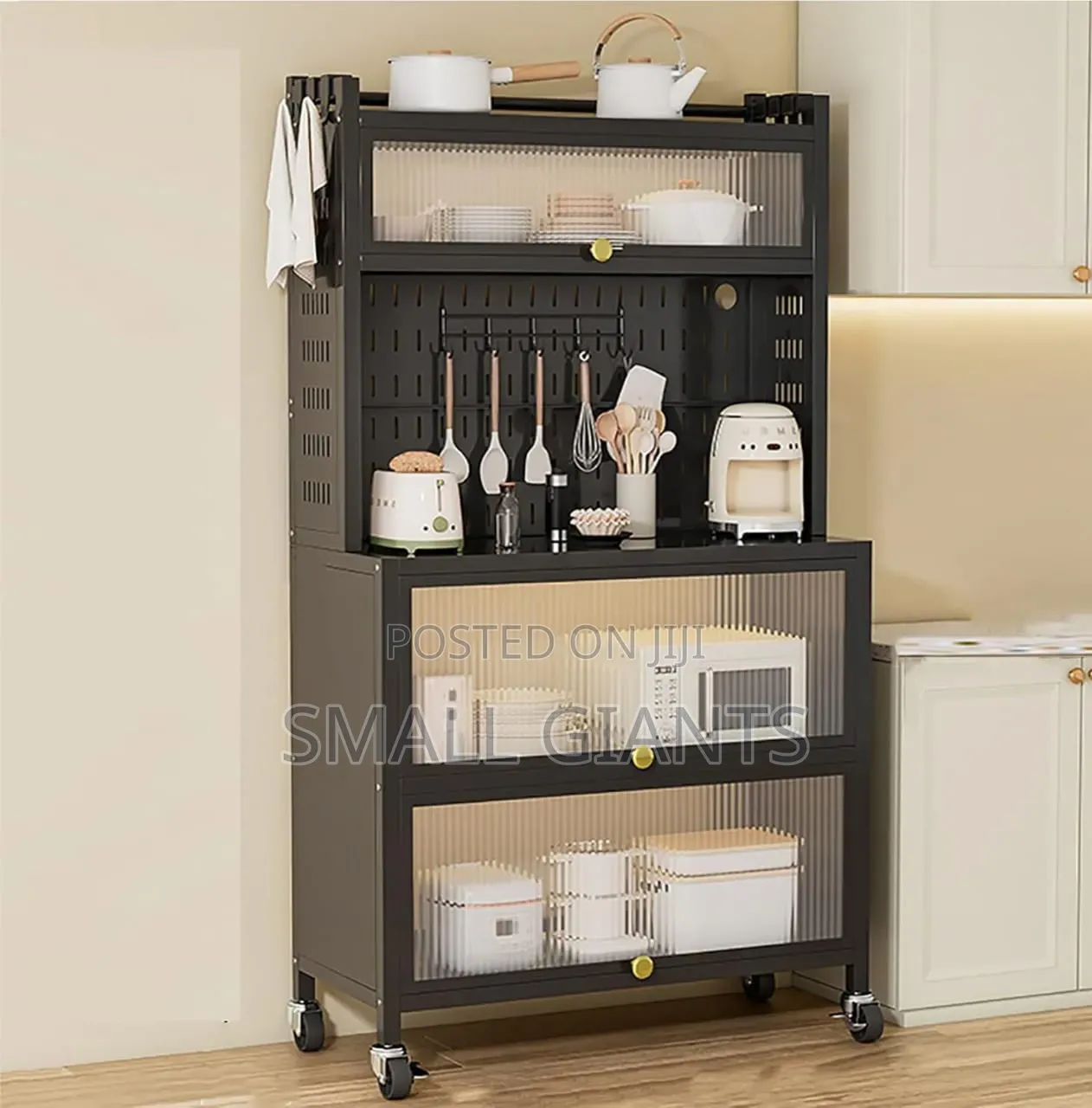 Metallic 5-Tier Kitchen Storage Cabinet