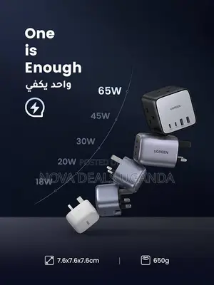 Ugreen Nexode 65w Multiple Power Strip Usb-C Charger With 3ac Outlets