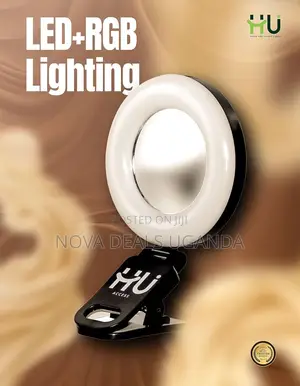 Hu Portable Led Rgb Fill Ring Light With 3colour Modes, 180° Rotation