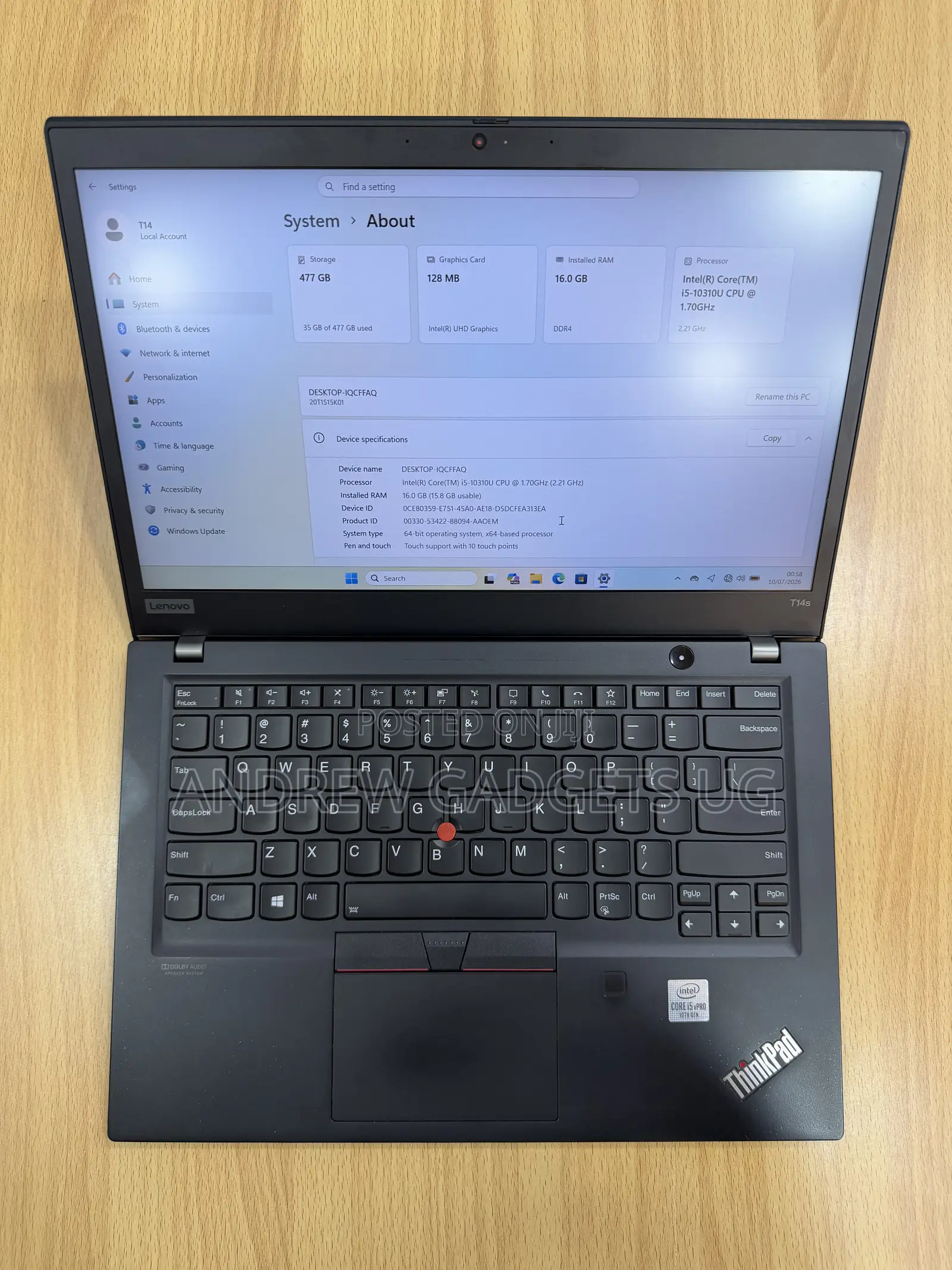 Laptop Lenovo ThinkPad T14s G4 16GB Intel Core i5 SSD 512GB