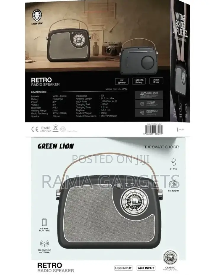 Green Lion Retro Radio Speaker