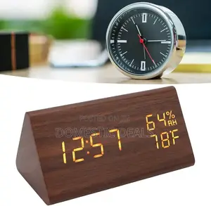 Triangular Wooden Led Clock Led Time Display Wooden Digital Desk Clock