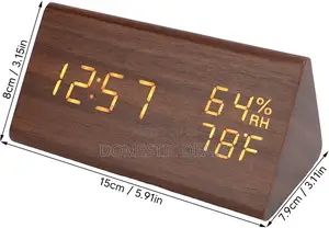 Triangular Wooden Led Clock Led Time Display Wooden Digital Desk Clock