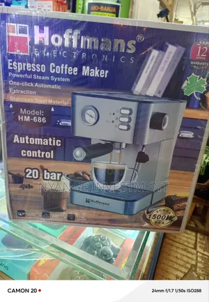 Hoffman Espresso Coffee Maker (Model Hm-686) 20-Bars Pump Pressure.