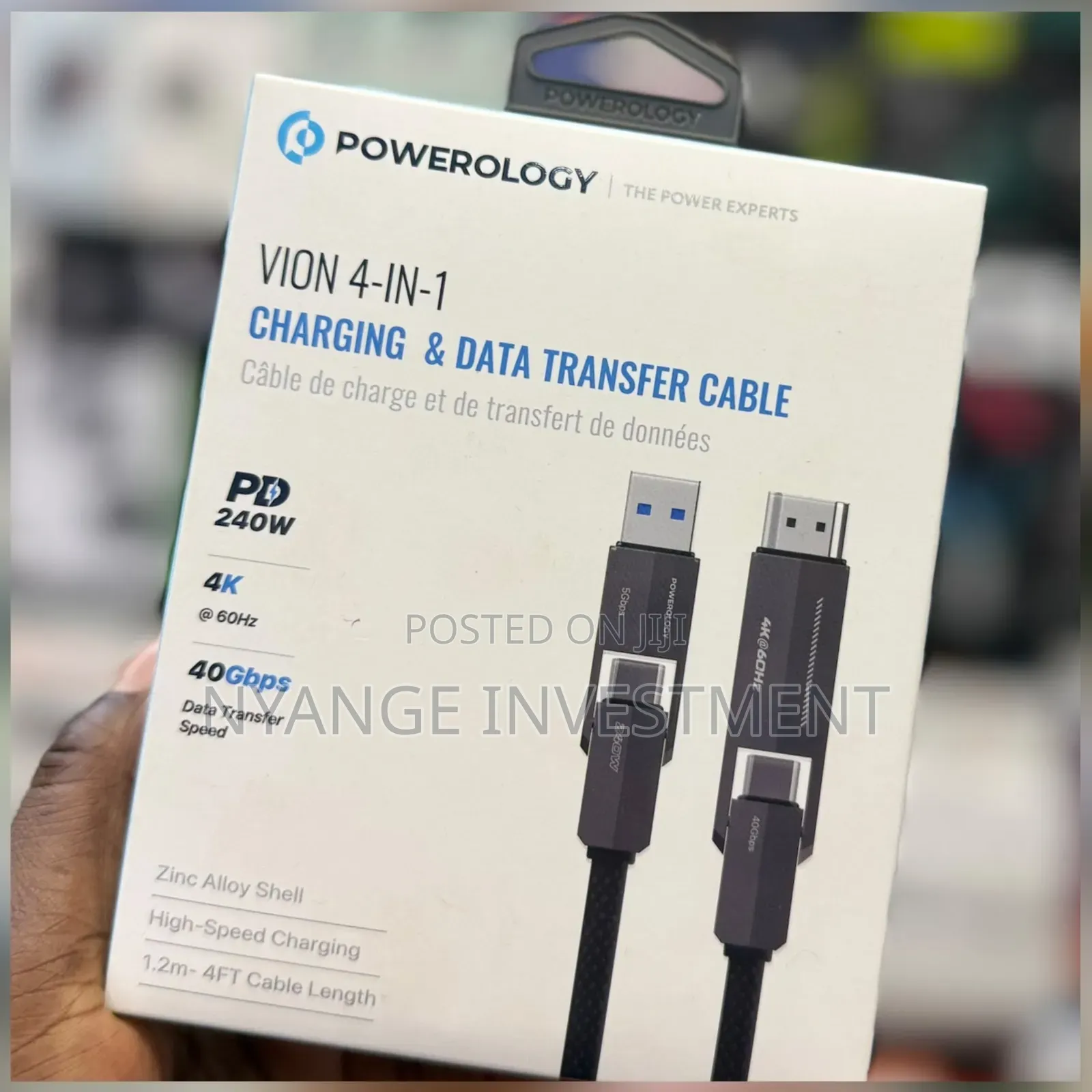 Powerology Vion 4-in-1 Cable Supports 240w Power for Fast Charging .