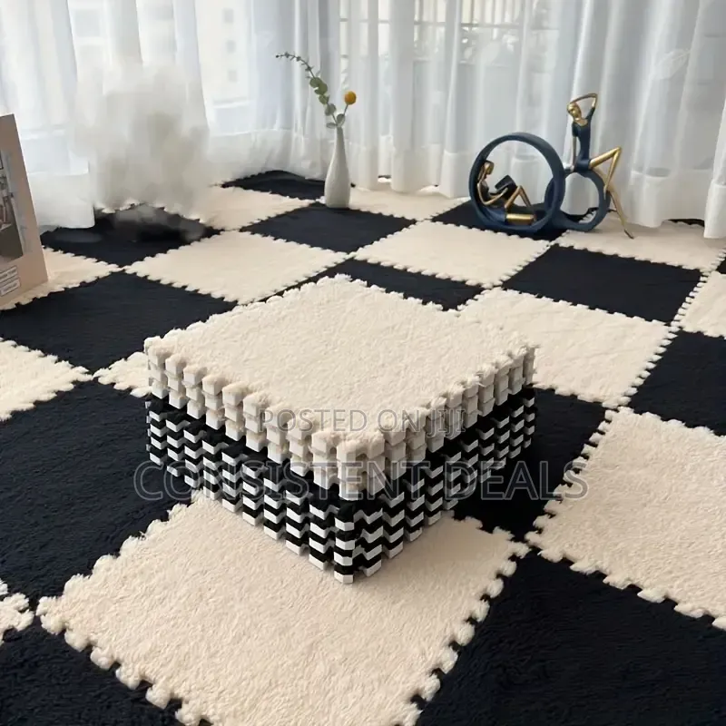 10pcs Interlocking Carpet Tiles, Plush Foam Square Floor Mats Set