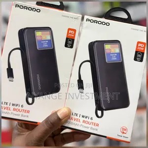 Porodo 4g Lte Wifi 6 Travel Router With a 10000mah Power Bank -