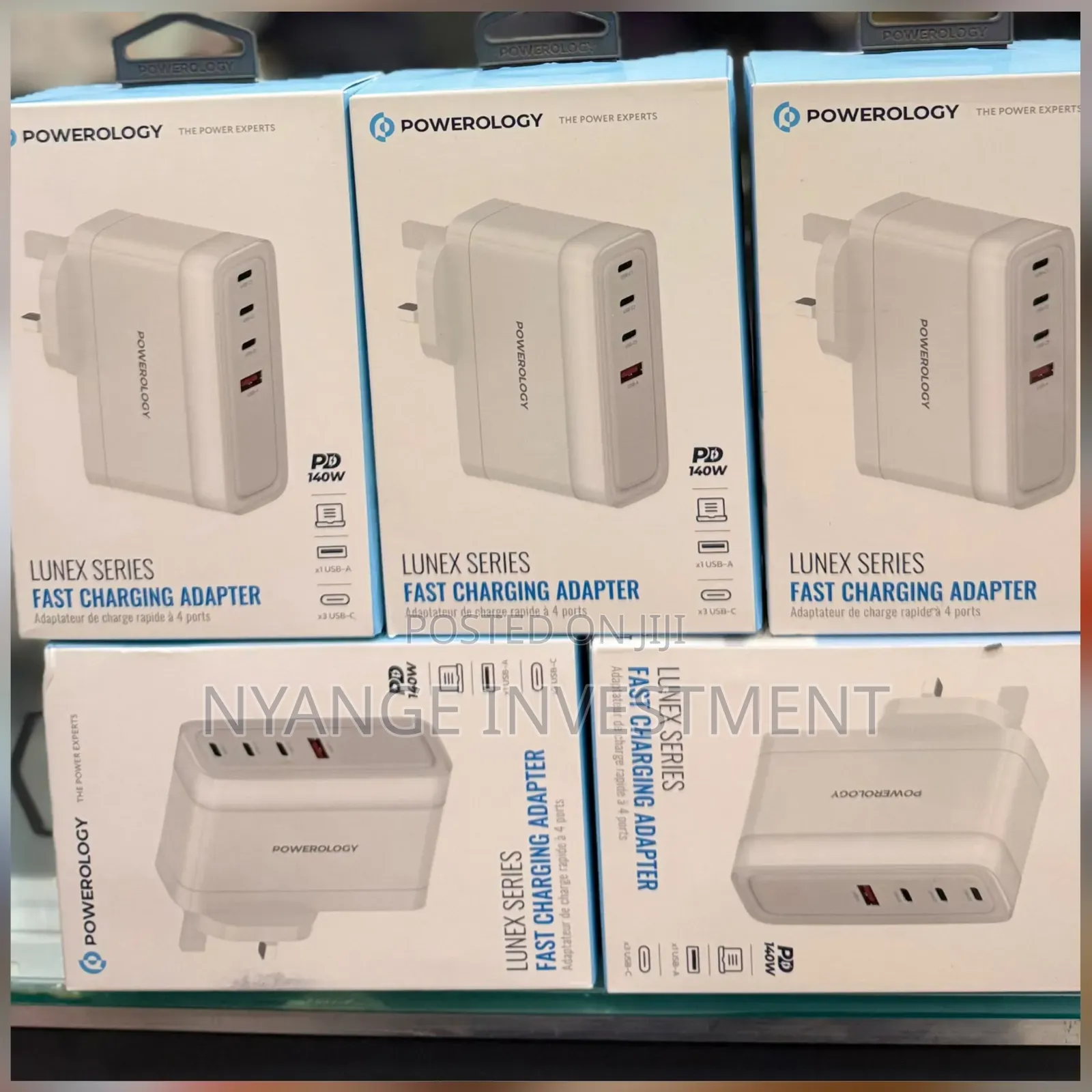 Powerology Lunex Series Fast Charging Adapter, With 140w Pd Capacity.