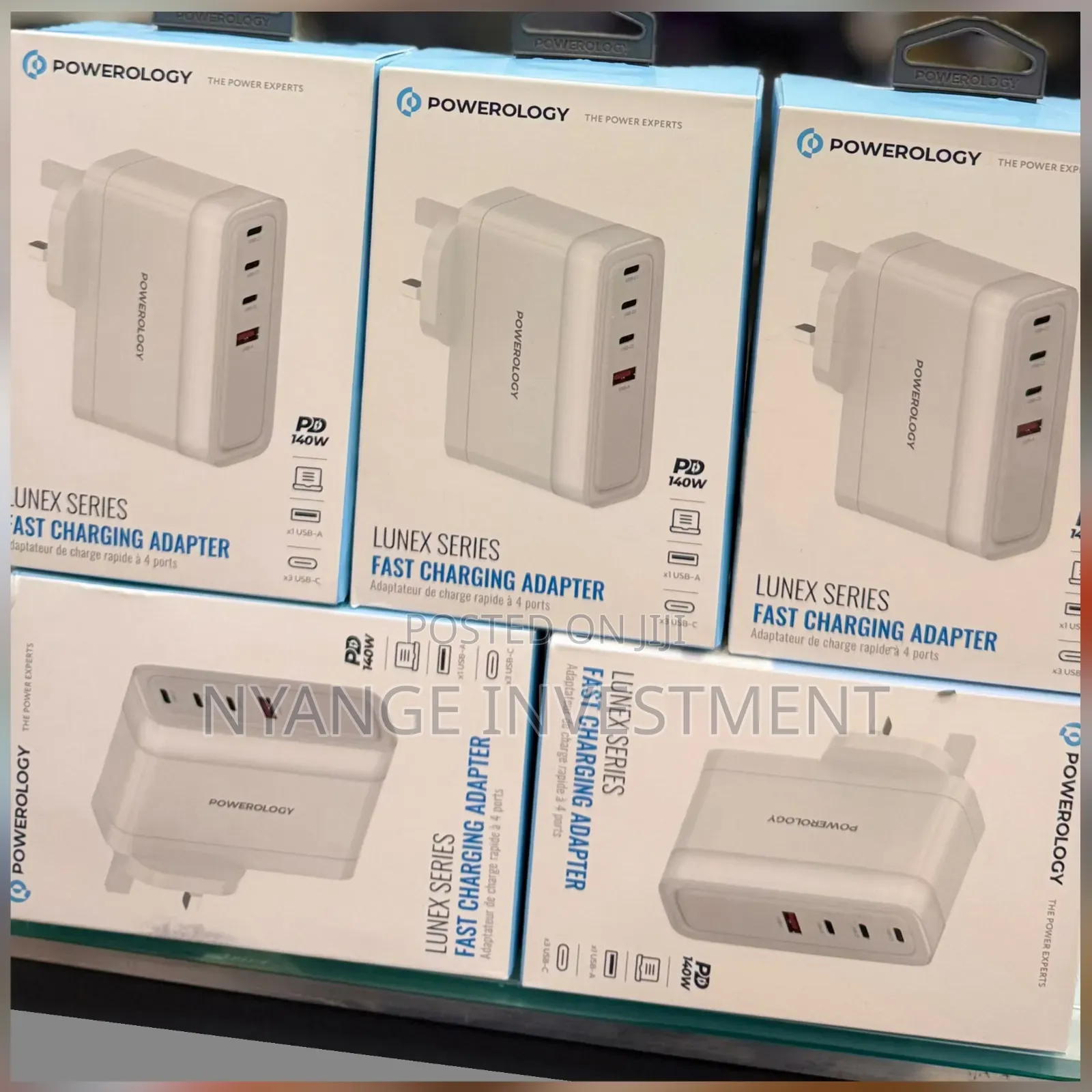 Powerology Lunex Series Fast Charging Adapter, With 140w Pd Capacity.