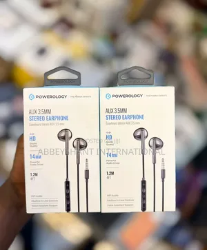 Powerology Aux 3.5mm Earphones 3 Button Volume Control Mic Headsets