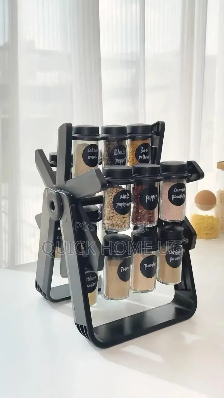 360° Rotating Spice Rack With 18 Glasses Jars