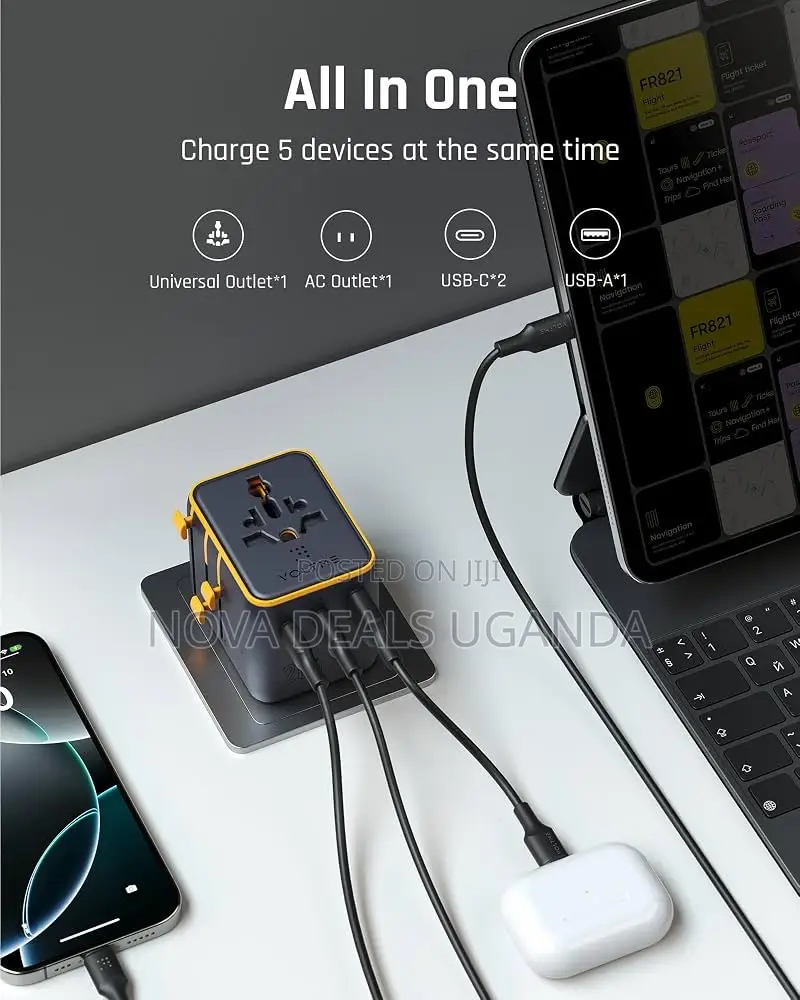 Voltme 5-in-1 Universal Travel Adapter, 20w Pd Charger With 2 Type-C
