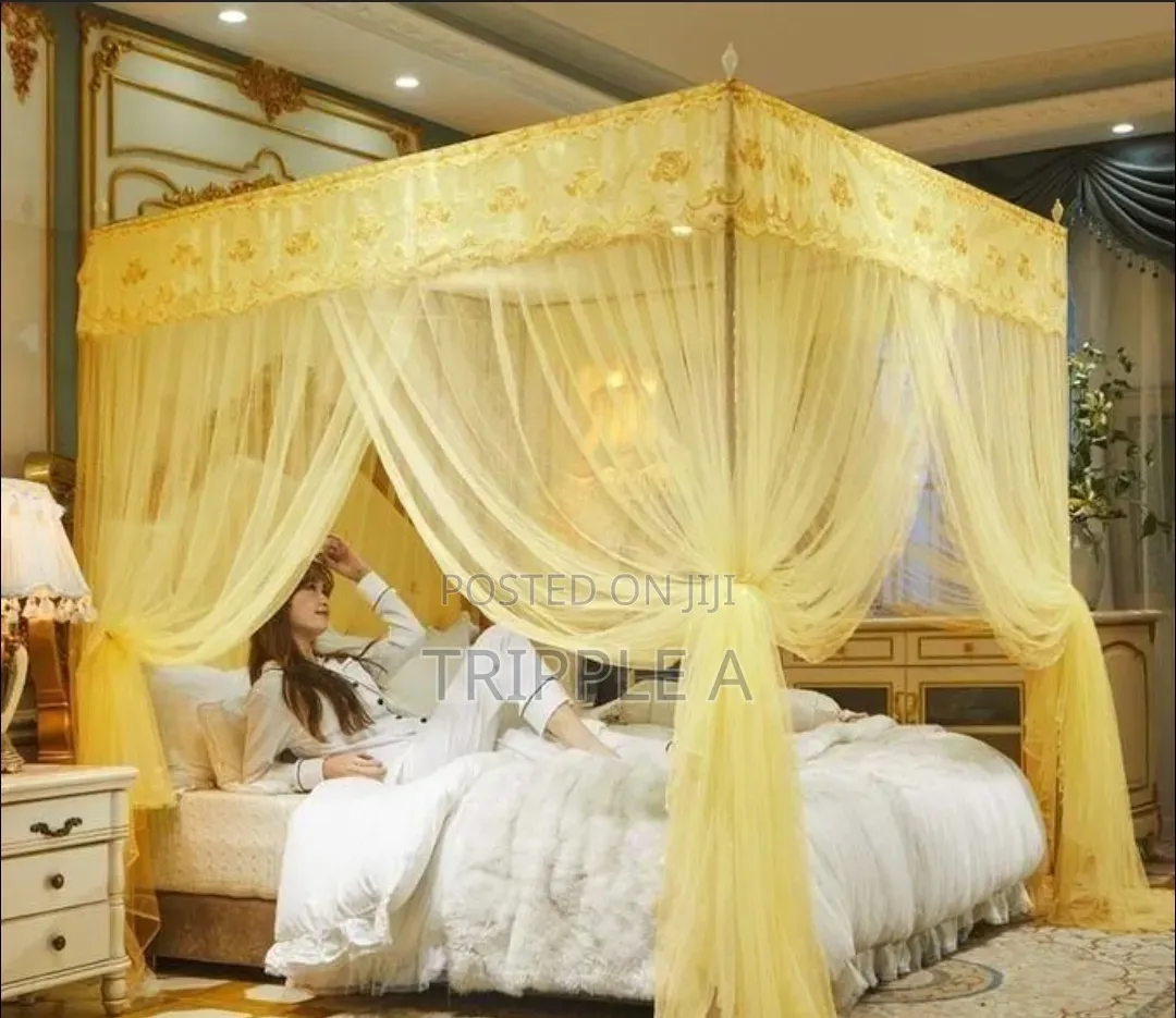 Palace Lace Design Mosquito Net With 4 Stand