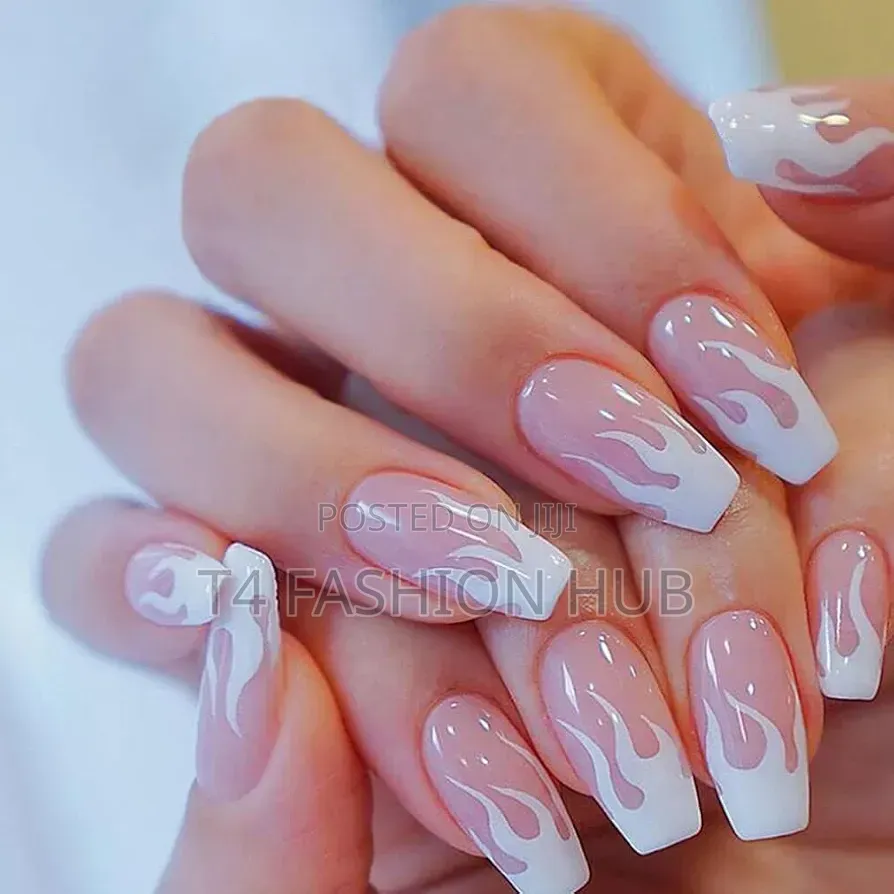 Pink Flame False Nail,24pcs