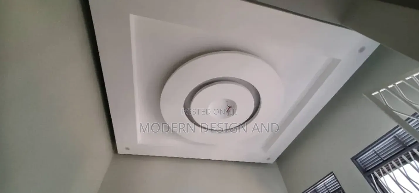 Gypsum Ceiling Design Circle With White Paint